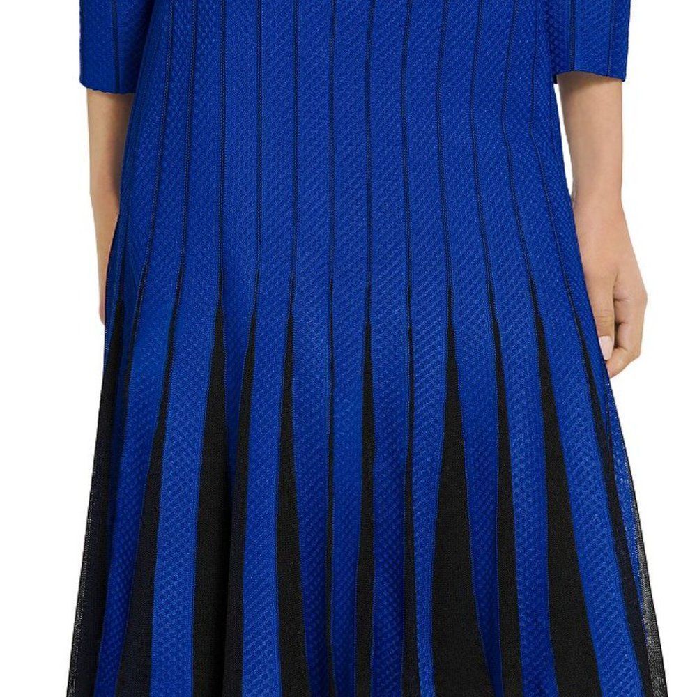 ST. JOHN Fit And Flare Dress In Electric Blue - Picture 2 of 10